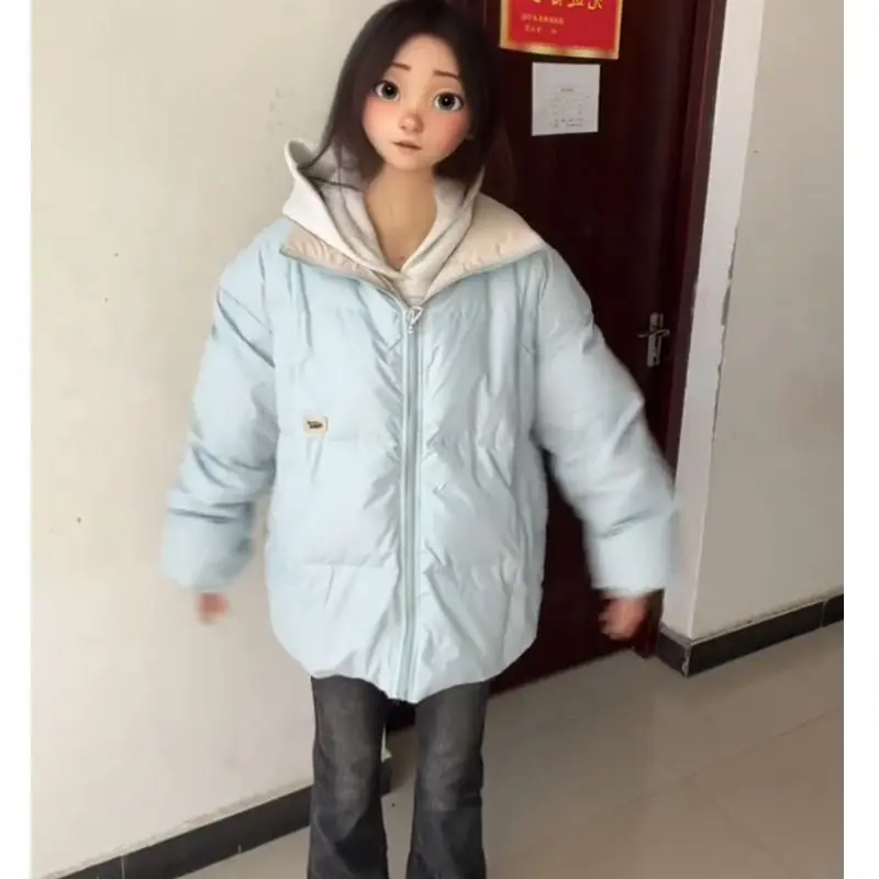 

Пуховик-парка Y2K женский, с эффектом шерсти, ткань с имитацией материала, приятный на ощупь, мягкий, красивый