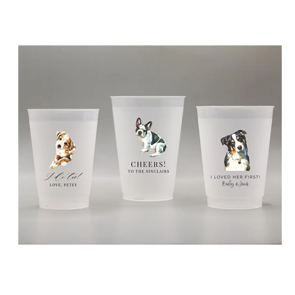 

Full Color Customized Pet Frosted Shatterproof Flex Cups, Personalized Animal Wedding Favor Cups, Wedding Favors