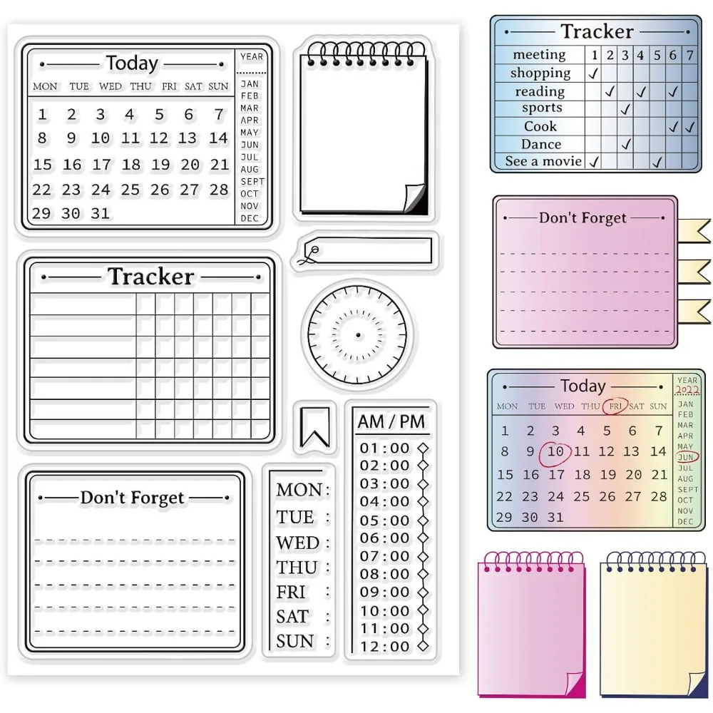 

1 шт. календарь планировщик прозрачный журнал жизни силиконовый прозрачный штамп трекер резиновые штампы для скрапбукинга журнала изготовления открыток