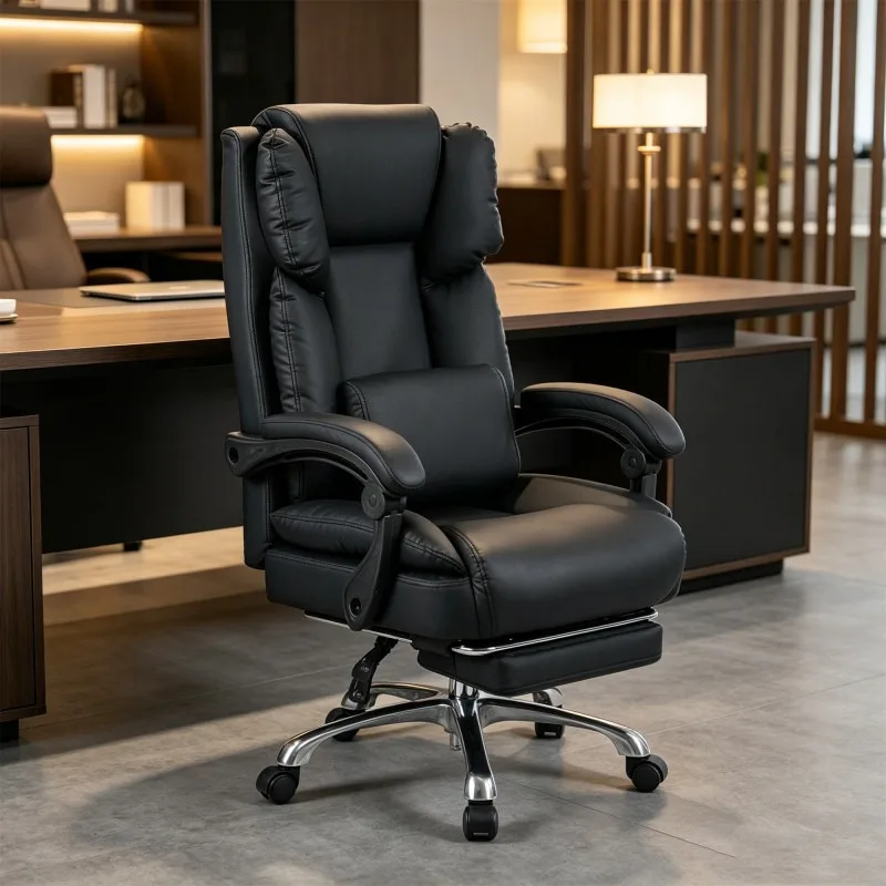 Leather Office Chair Comfortable Study Arm Ergonomic Salon Office Chair Recliner Computer Mobile Silla De Oficina Home Furniture