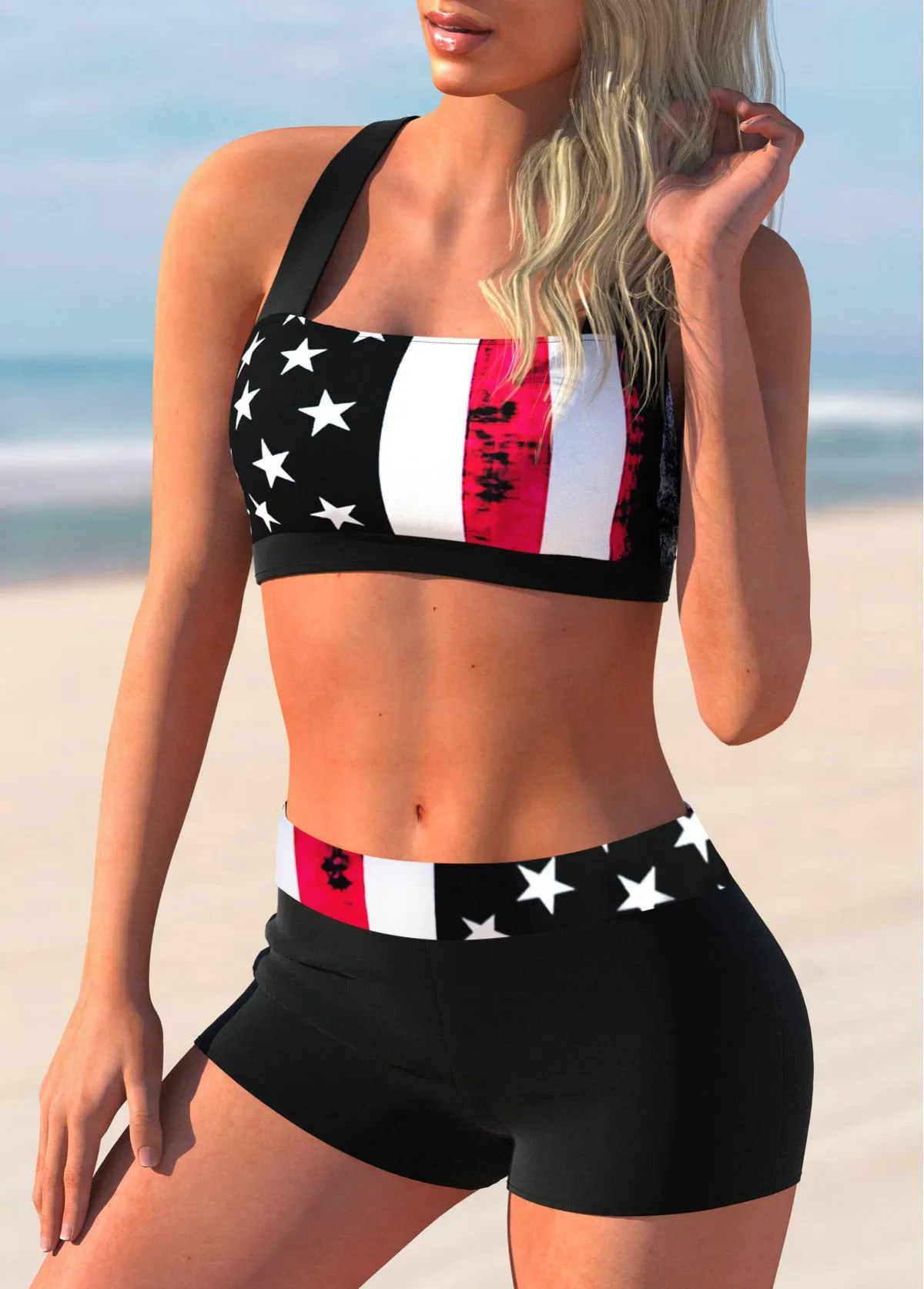 Women's Floral Print Tankini Set, Elegant 2pcs Bikini Swimsuit with Adjustable Straps and High Waist Bottoms Summer Beachwear