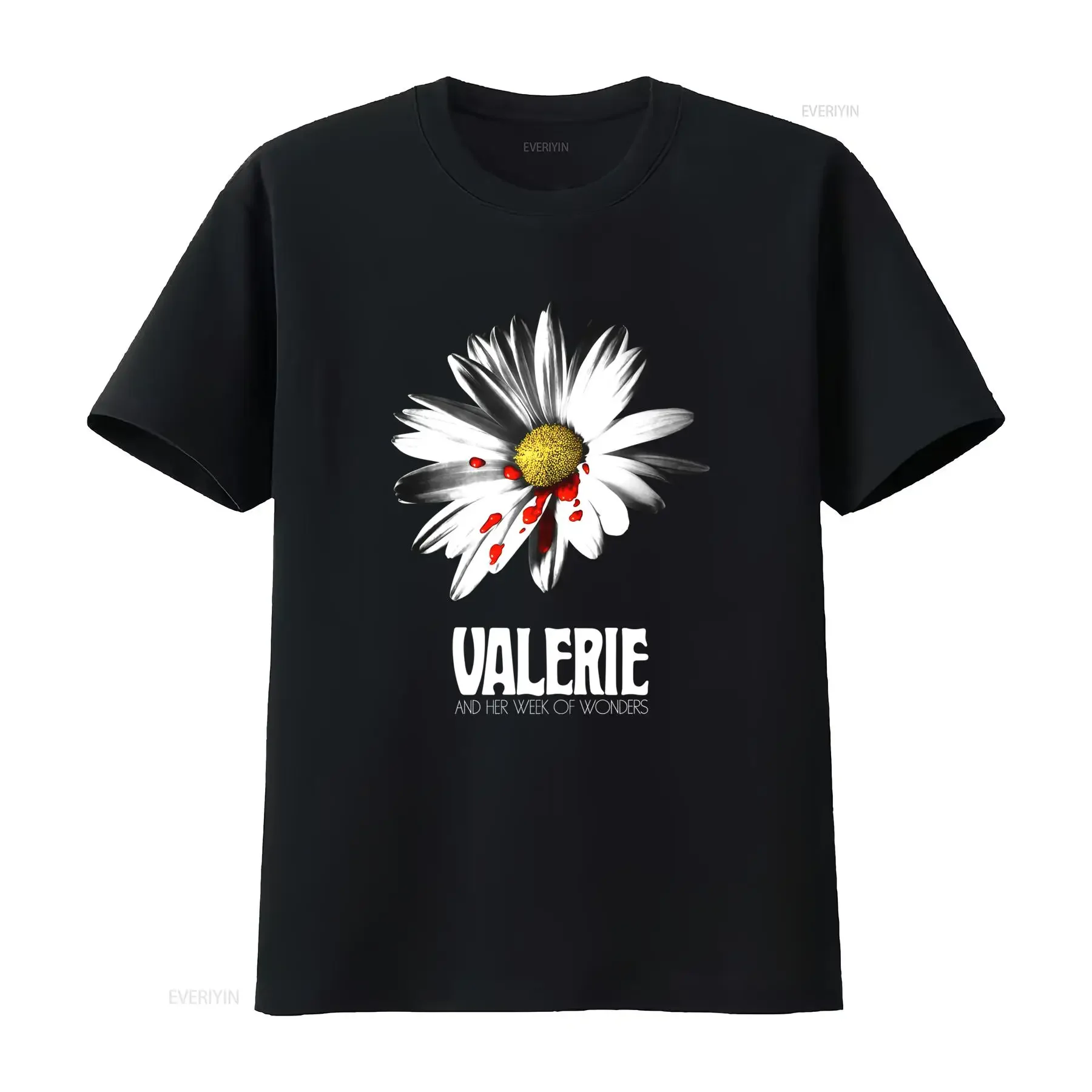 Valerie and Her Week of Wonders Film Poster Inspired T Shirt Limited Edition Classic Black with Daisy Blood Print Tribute