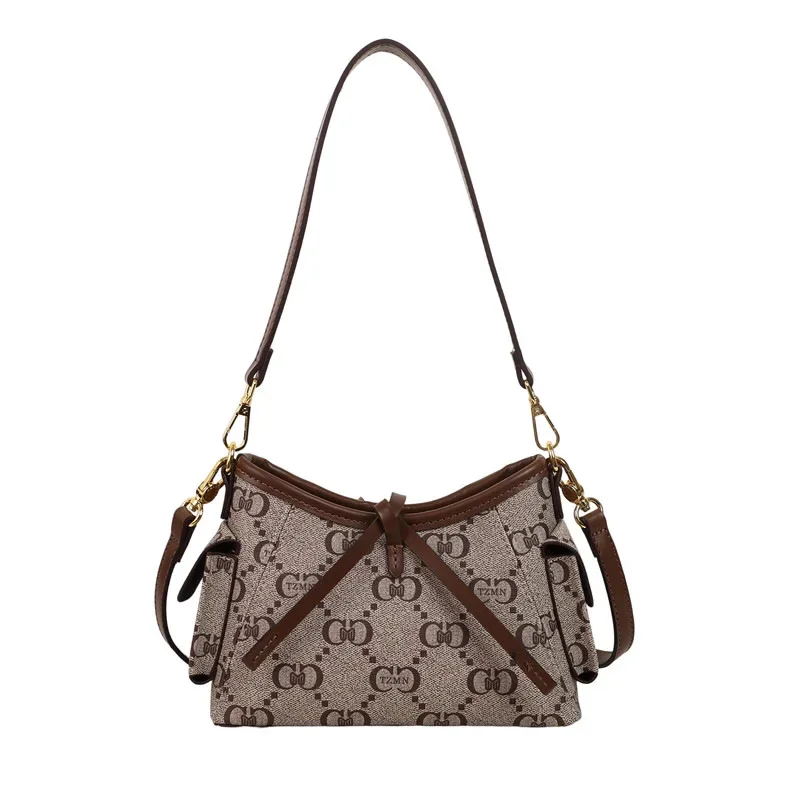 

2025 Retro Trend Popular Women's Bucket Bag - New Fashion Versatile Foreign Print Texture Shoulder Messenger Commuter Bag