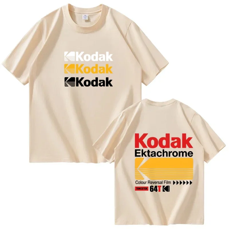 Nueva Camiseta Kodak 2026, Verano, Marca Más Vendida, Algodón, Color Sólido, Versátil, Deportiva, Informal, Transpirable, Manga Corta para Hombre