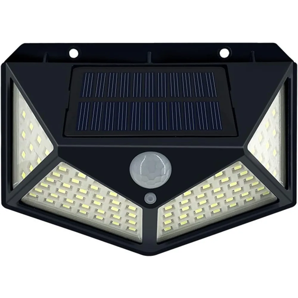 

100 LED Wall Lamp Solar Lights Outdoor Waterproof Motion Sensor Solar Powered Sunlight Street Light for Garden Porch Yard Garage