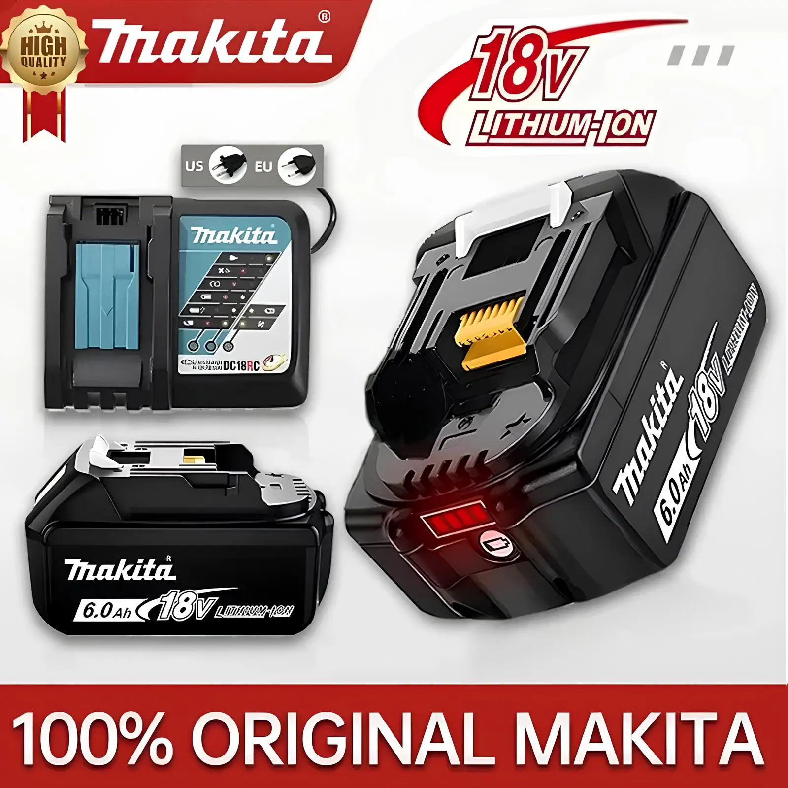 

Hot Sale Makita 18V 5.0Ah 6000mAh Li-ion Battery BL1850B BL1860B Upgraded BMS Protection For DHR182Z DHR242Z DTW700Z LXT Tools