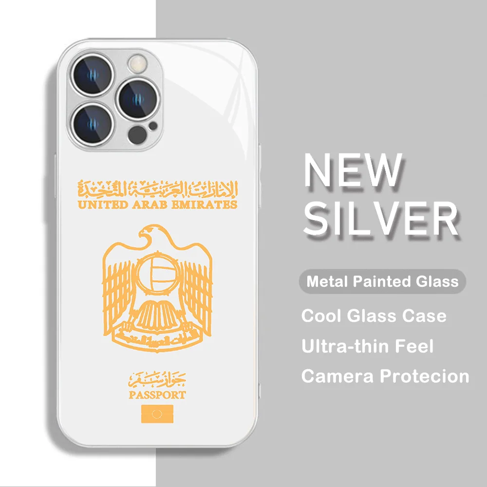 United Arab Emirates Passport Metallic-Color Phone Case For iPhone X XR XS 16 15 14 13 12 Mini 11 Pro Max 7 8 SE20 Plus Cover view 6