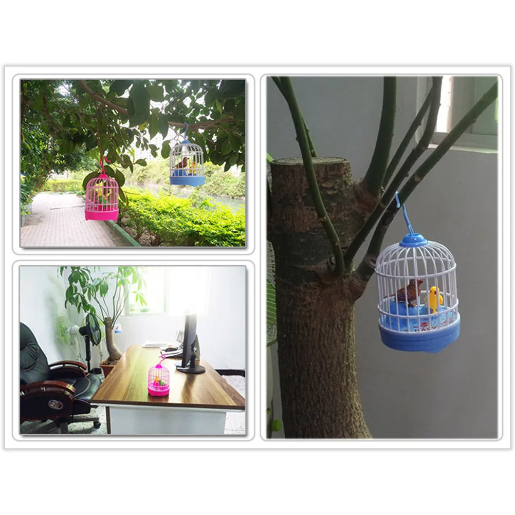 

1Pcs Voice Control Bird Cage Simulation Sound Activated Chirping Electronic Animal for Kids Home Decoration Party Prank