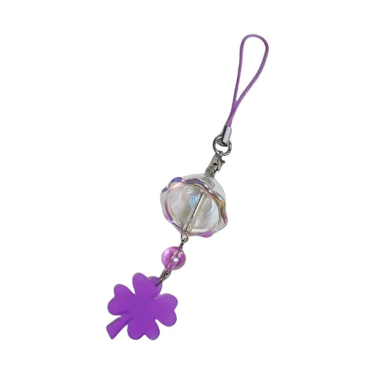 Festive Luck Clovers Phone Charm with Wind Chimes Portable Gifts for All Ages Dropship