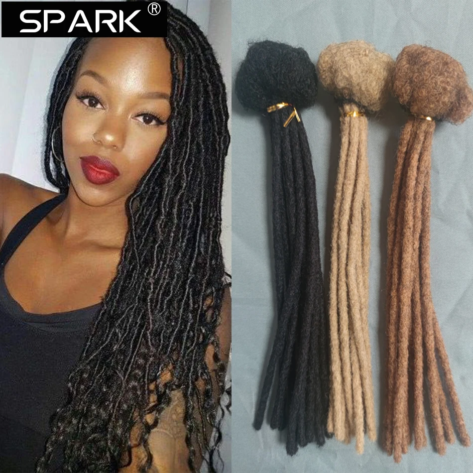 Dreadlocks artesanais para mulheres negras, extensões monocromáticas, tranças de crochê, cabelo humano, na moda, 20 Strand