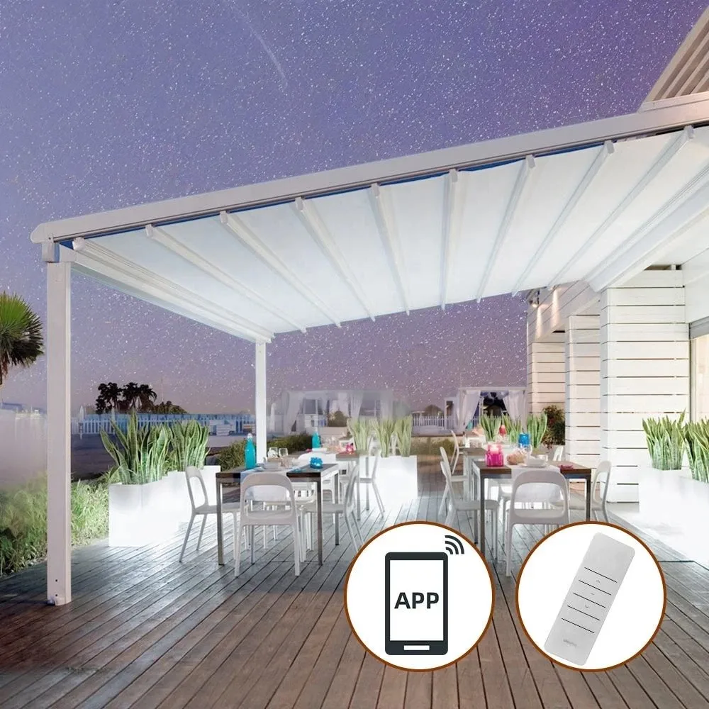 

Patio PVC Fabric Cover Gazebo Electric Roof Awning Motorized Waterproof Retractable Pergola