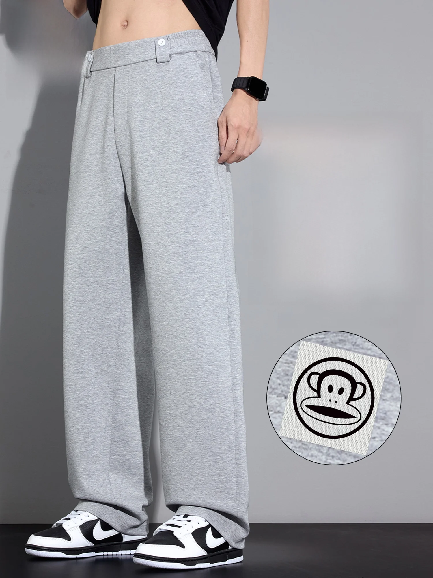 

Мужские спортивные брюки Paul Frank свободного кроя с прямыми штанинами, весенние, повседневные, однотонные, с эластичным поясом, из трикотажной смеси хлопка и полиэстера