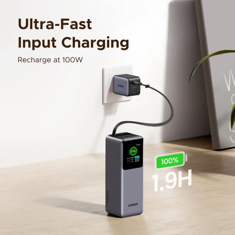 【CCC 인증】UGREEN 165W 고속 충전 파워뱅크 20000mAh 노트북용 100W 고속 충전 외장 배터리