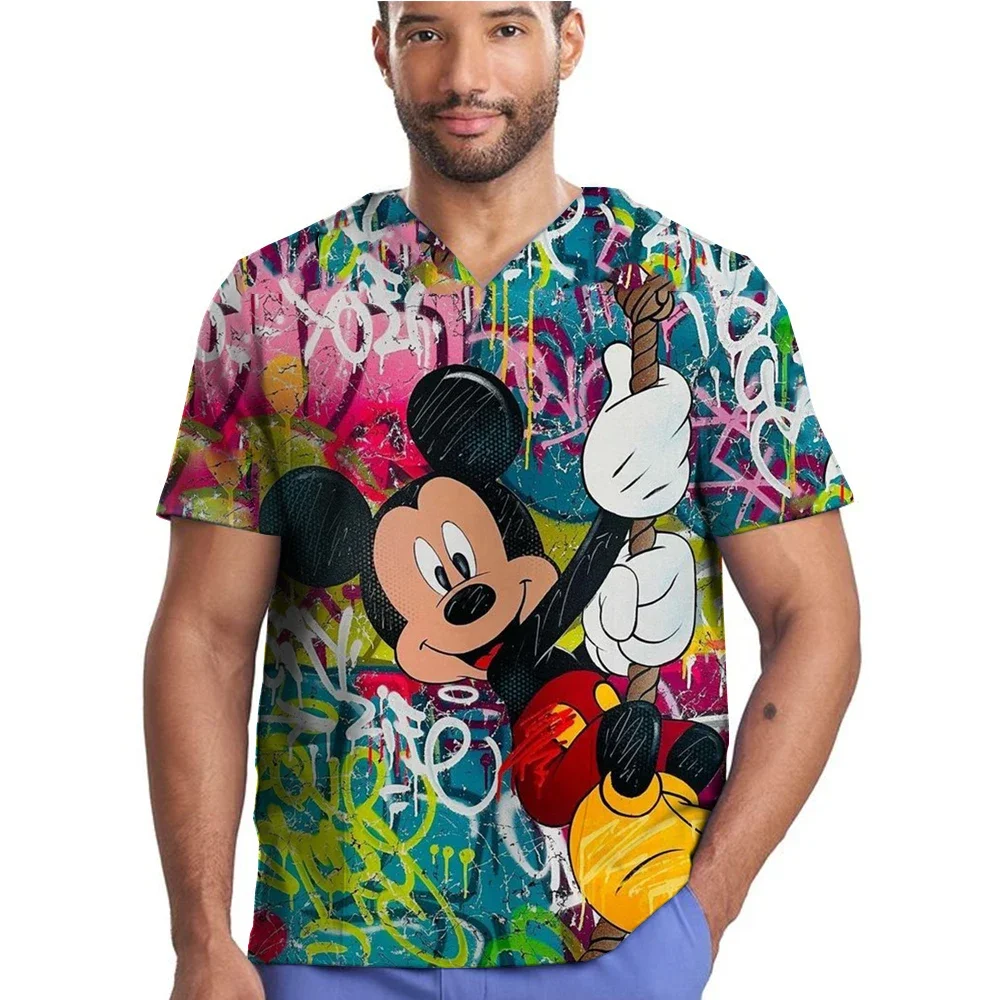 

Скрабы, медицинская униформа, женские и мужские аксессуары для медсестер, клиническая форма, рабочая блузка для стоматолога, vet spa, топы-скрабы с Микки Маусом Диснея