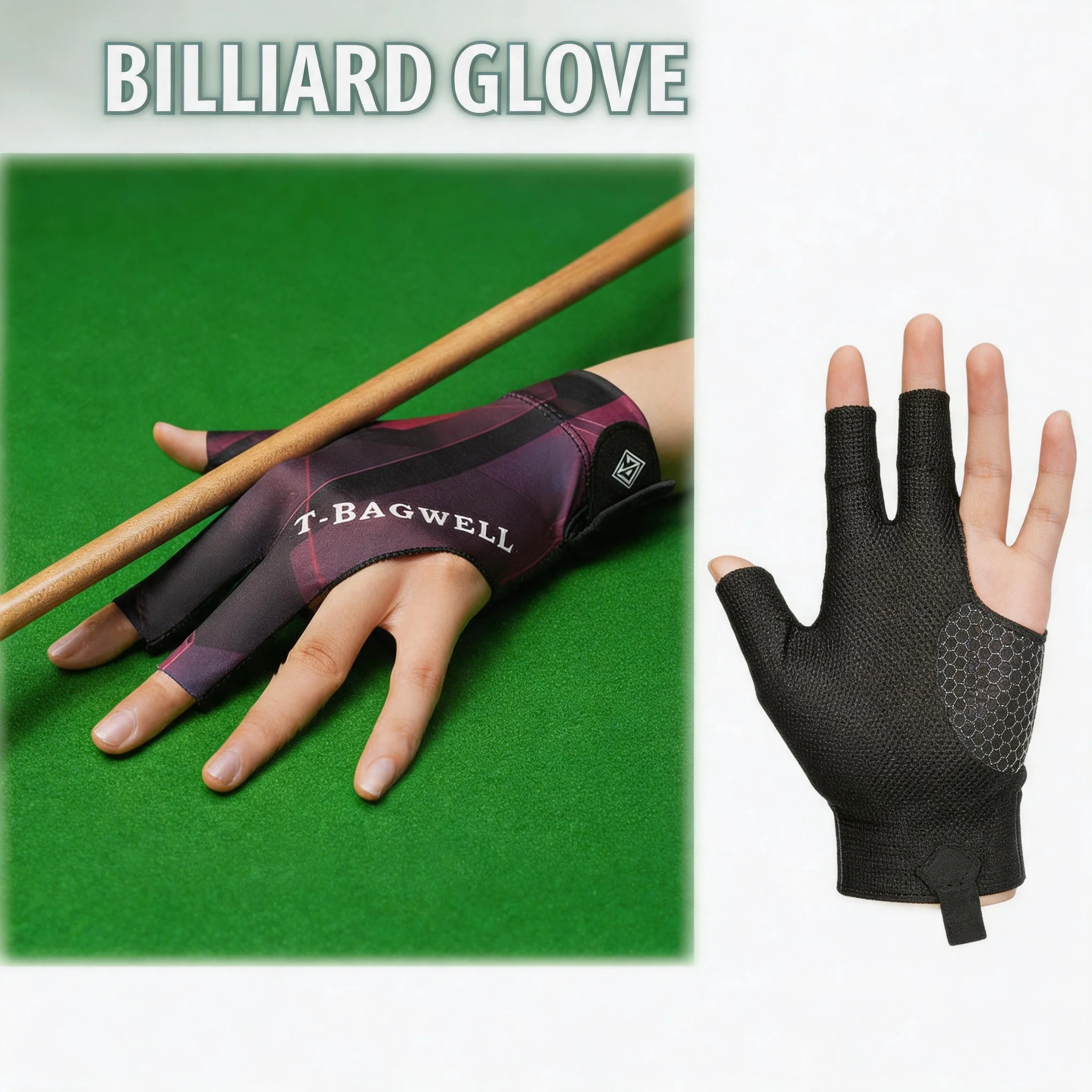 Billiard Training Gloves Left Hand Three Finger Snooker Billiards Glove Non Slip Stickers Elasticity Billiards Accessories