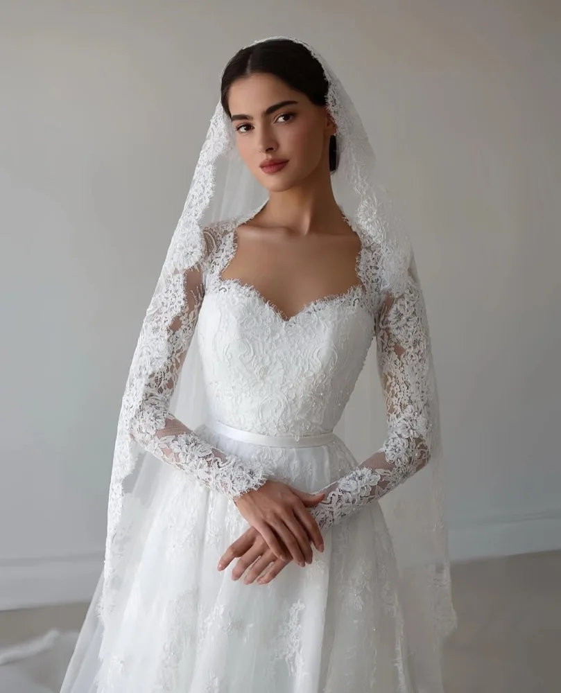 فستان زفاف دانتيل أناقة فساتين زفاف فيستدوس دي نوفيا أماندا نوفيا أماندا نوفيا رسمي مخصص بدون حجاب