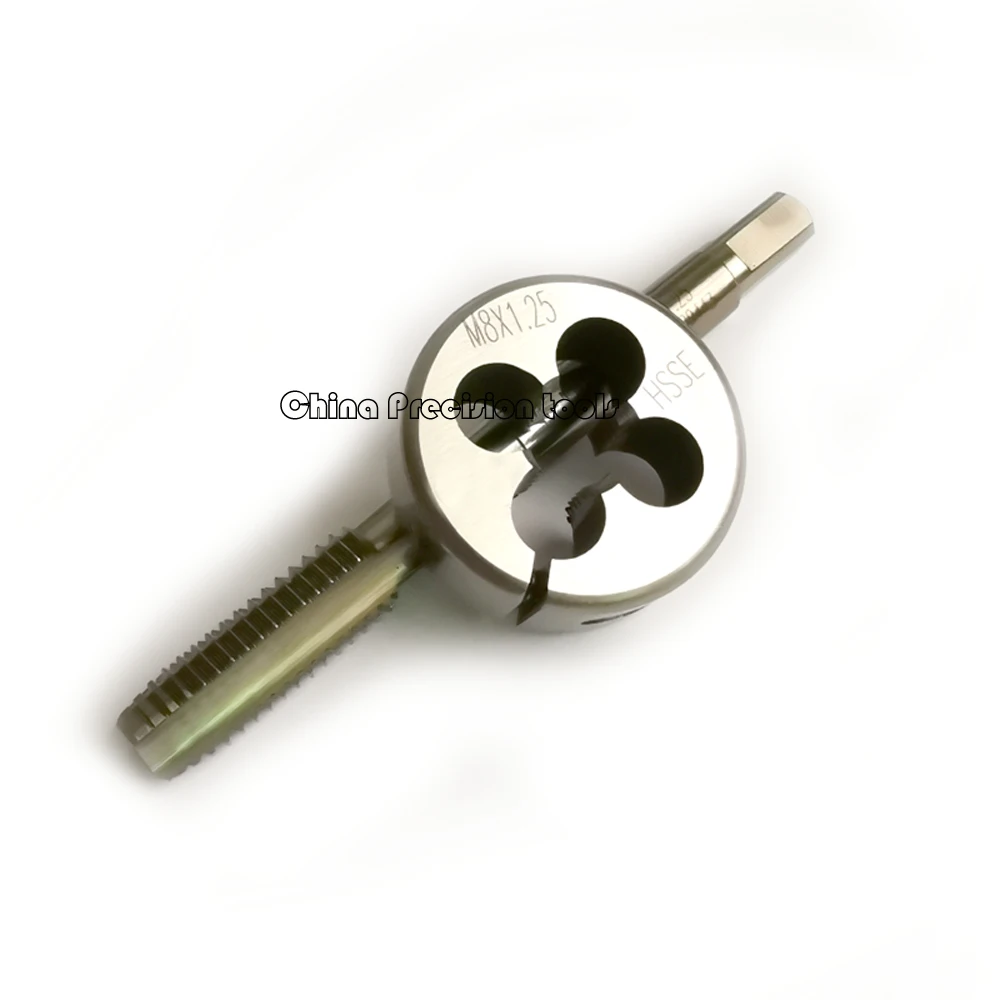 2pcs HSSE เมตริกด้ายปรับแยก Die ชุด M7 M7X1 M8 M8X1.25 ตรงขลุ่ยก๊อกตายชุด M8X1 M8X1.5 M8X0.75 เครื่องมือ