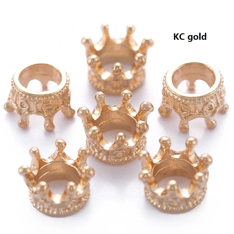 20pcs Alloy Loose Spacer Beads Gold colour Silver colour Crown Beads for Jewelry Making DIY Bracelet Handmade Accessories