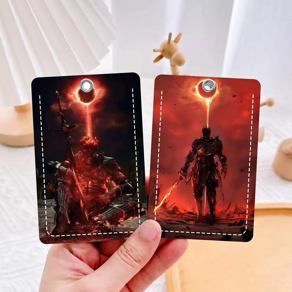 Classic Game D-Dark Souls 3 Anime Fashion Leather Card Keychain ID Bus Door Card Case Perfect Adult Birthday Gift