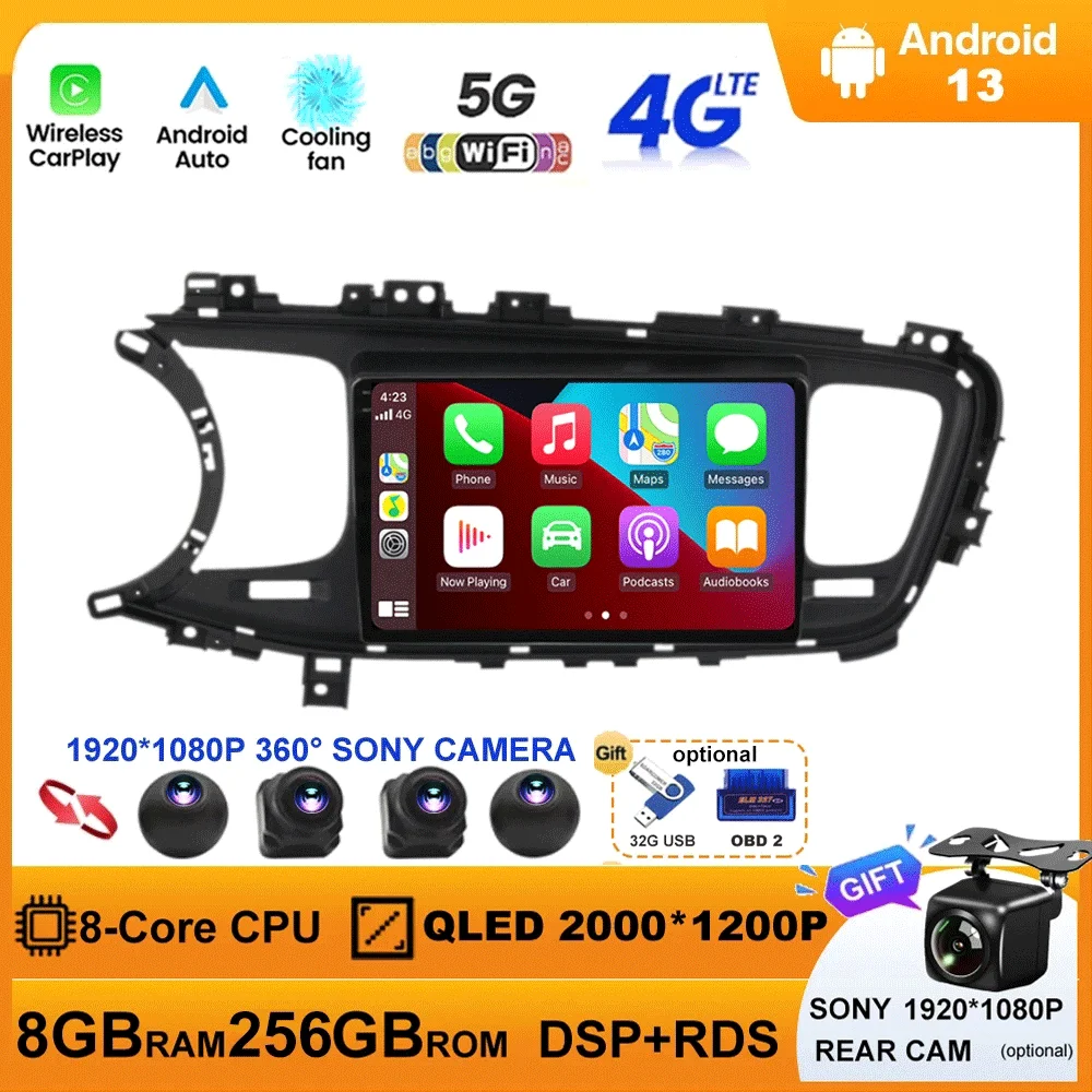 

Android 13 Auto Car Radio Video Multimedia Player For Kia Optima K5 2013 2014 2015 Navigation GPS Autoradio QLED Screen BT5.0