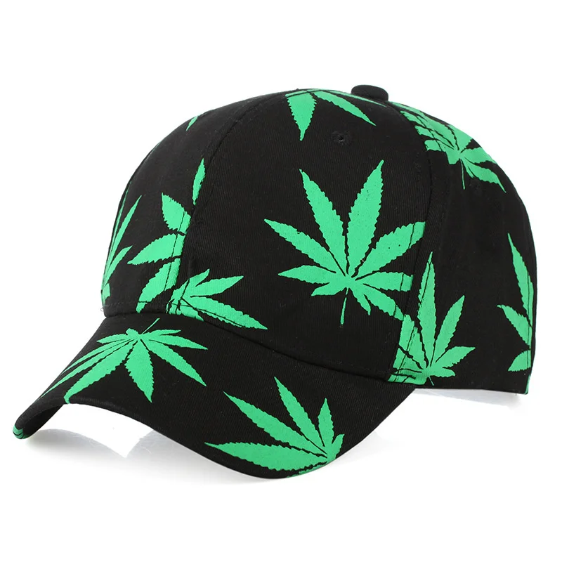 2023 New Fashion Embroidery Maple Leaf White Cap Weed Snapback Hats For Men Women Cotton Swag Hip Hop Fitted Baseball Caps