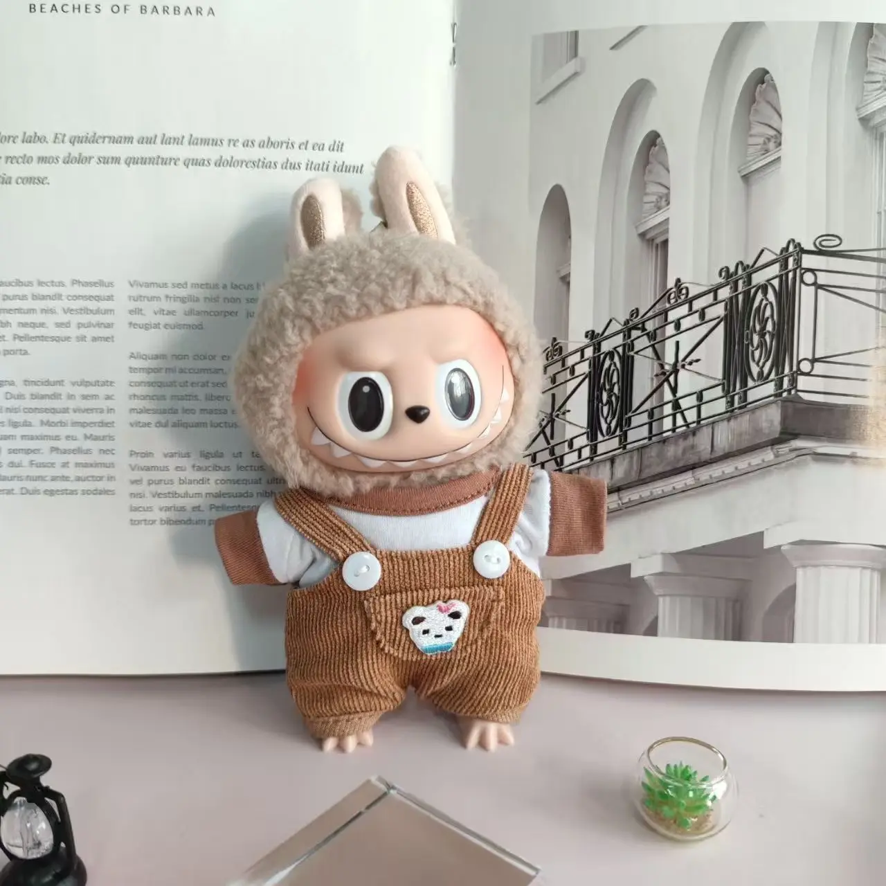 Mini Ropa para muñecas, accesorios para Ropa Labubu Idol, 10cm, muñeca de algodón, sombrero de cubo, monos, conjunto de Ropa, regalo