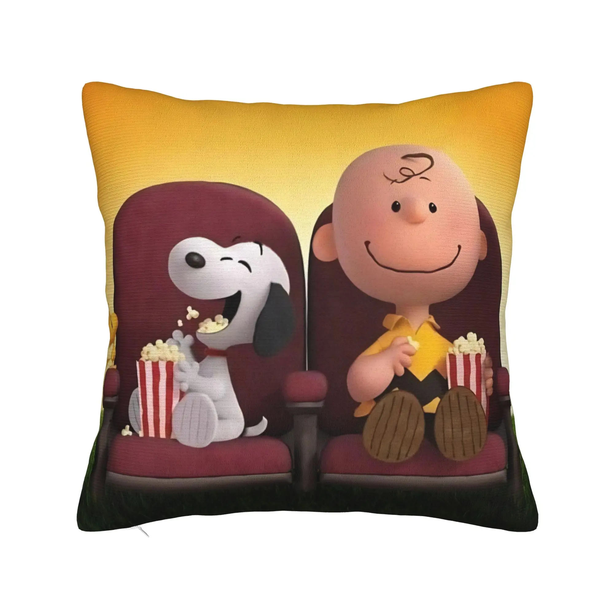 S-Snoopys Movie Pillowcase Polyester Cushion Cover Decoration Lovely Winter Holiday Pillow Case Cover Home Zipper 18'