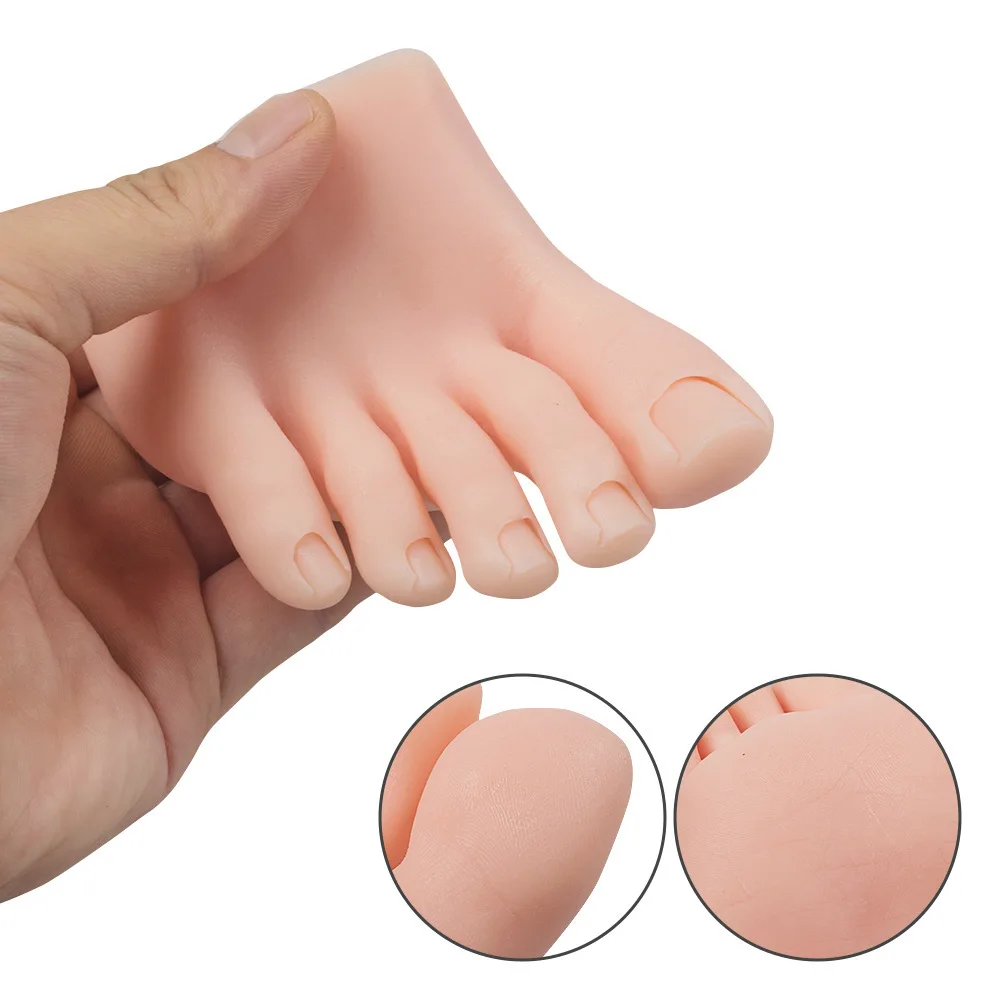 

1Pcs Tattoo Practice Foot Model Nails Art Training Display Fake Half Foot Model Light Skin Brown Color Silicone Foot Model