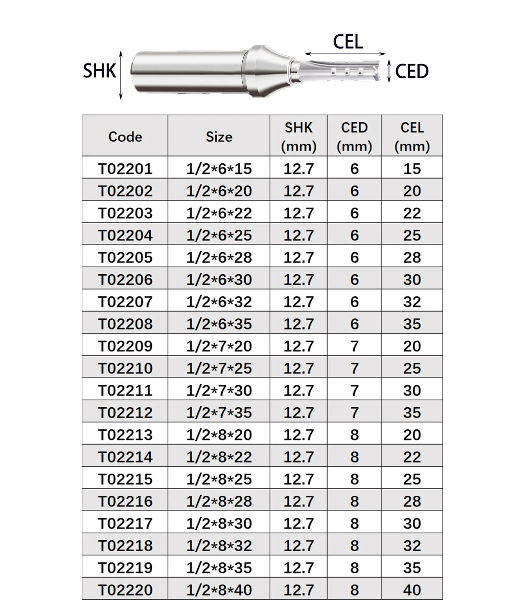 Vsharp 3 Flutes TCT Straight Cutting Bit 12.7mm Fast Slotting Cutting Carbide Alloy Woodworking Router Bit For Wood MDF Plywood