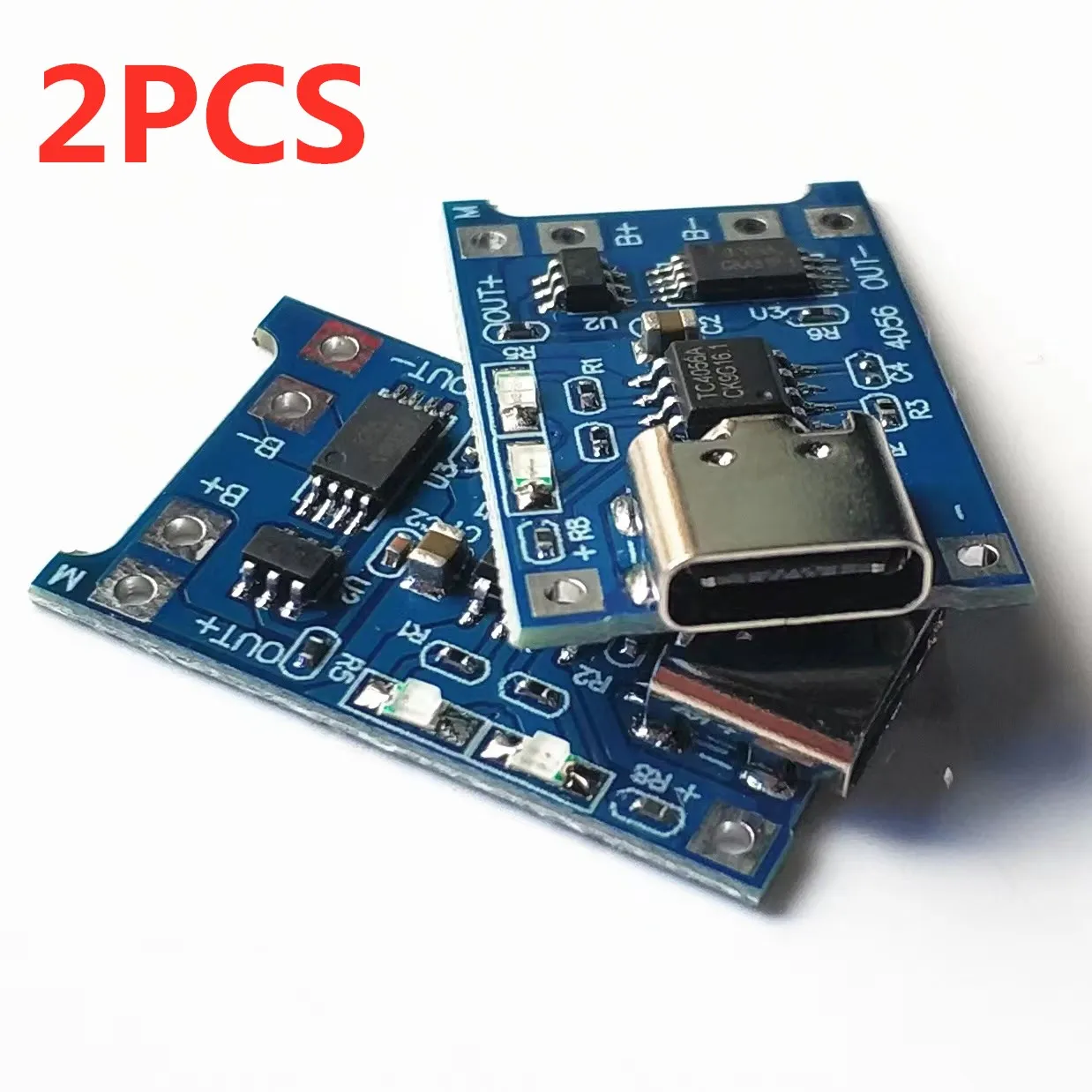 2PCS Micro USB 5V 1A 18650 TP4056 Lithium Battery Charger Module Charging Board With Protection Dual Functions 1A Li-ion