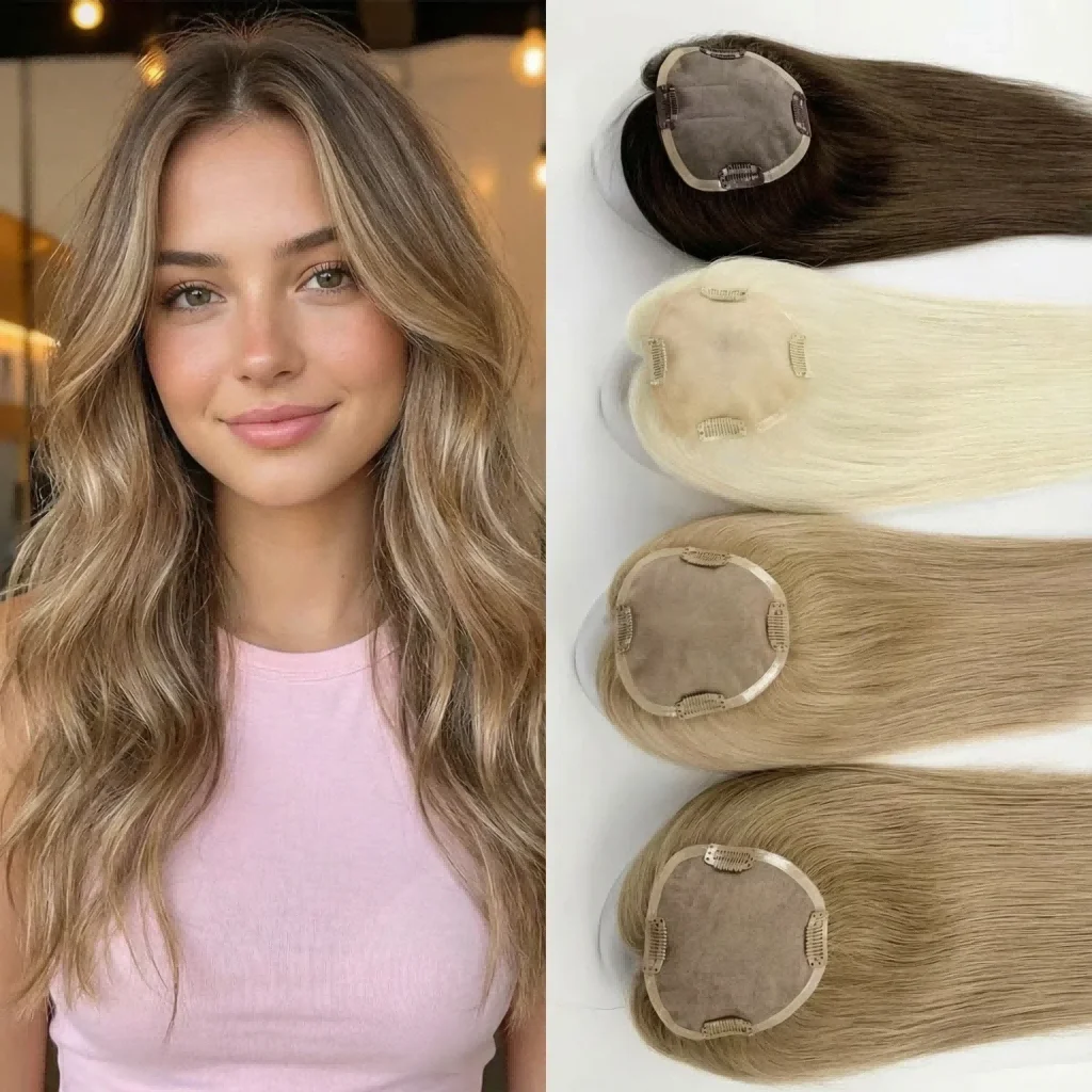 

Virgin Hair Topper with Mono Top | High Density for Volume | No Short Hair | Various Colors & Sizes | Premium