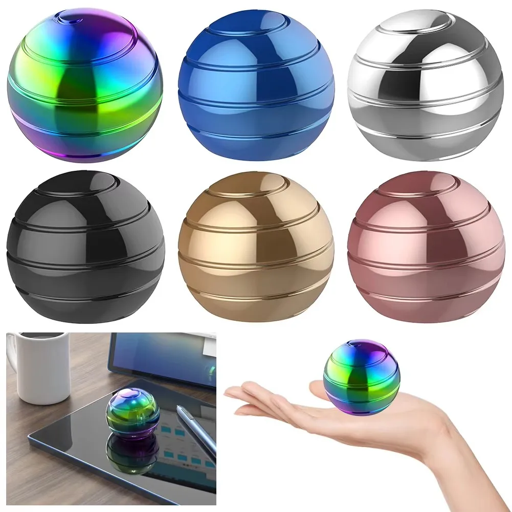 Kinetic Spinning Desk Toy Ball Optical Illusion Spinner Metal Gyro Anti Stress Fidget Toys Adults Anxiety ADHD Decompression