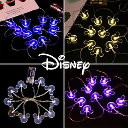 Disney Mickey LED String Lights Outdoor Battery Operated Camping Garland Decoration Party Wedding 1.6m Copper Wire String Gift