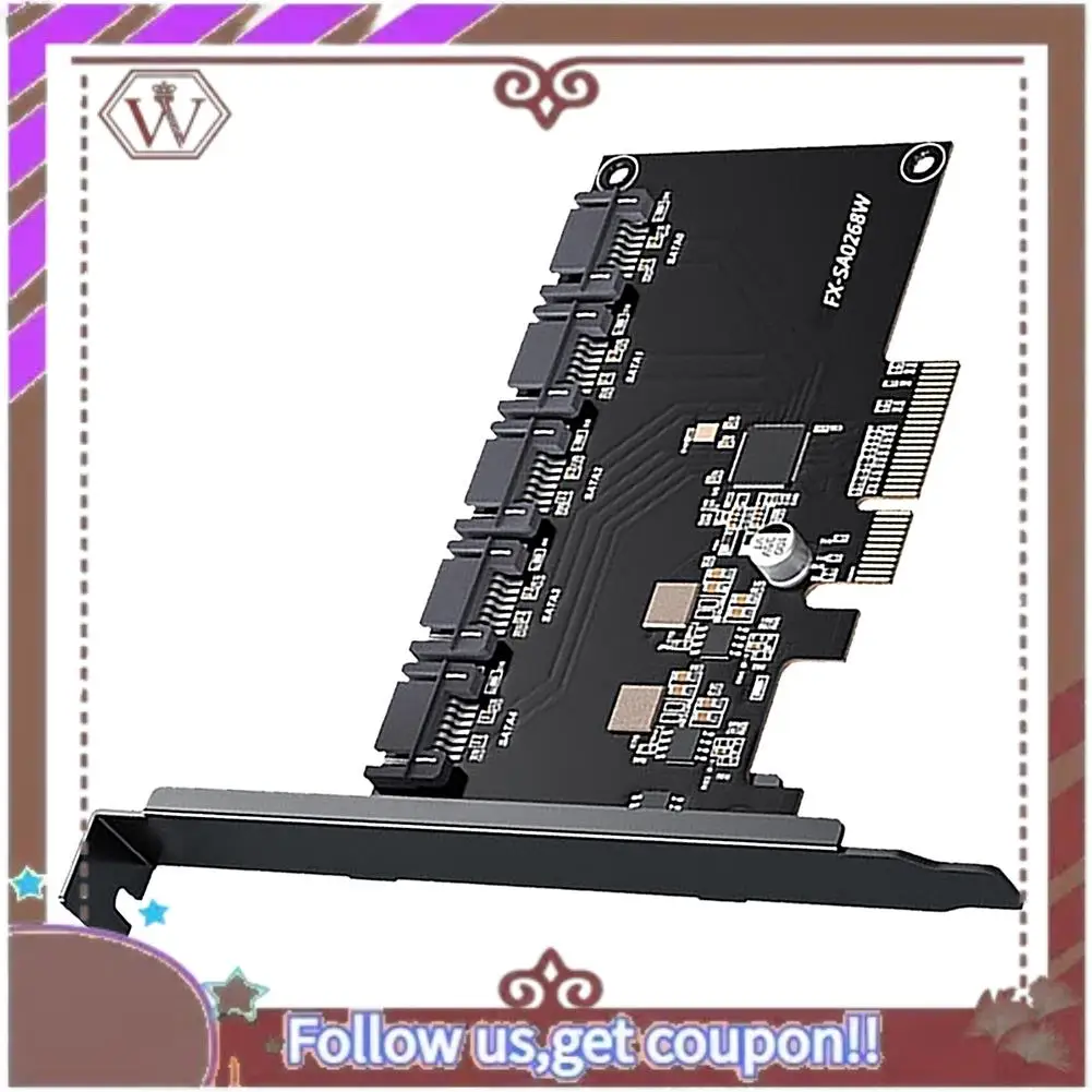 ABBG-Pcie a 5 porte SATA 3 III 3.0 6Gbps SSD Adattatore PCI-E PCI Express X1 Scheda controller Scheda di espansione Supporto X4 X8 X16