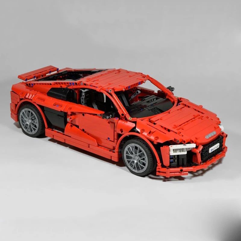 High-tech mechanical group supercar series car model MOC R8 V10 (1:10) supercar model children\'s educational toys holiday gift