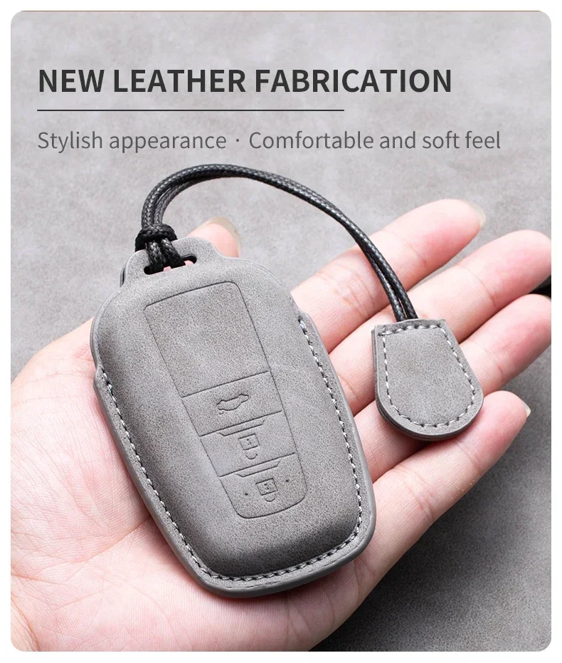 Leder Auto Remote Key Case Abdeckung für Toyota Prius Camry Corolla chr C-HR Rav4 Land Cruiser Prado Protector Schlüssel anhänger Shell – Detail 4