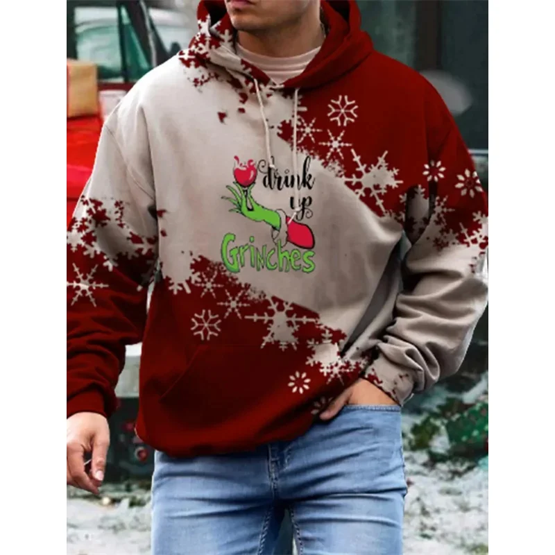 Santa Claus Men's Graphic Hoodie Fashionable Daily Basics Printed Pullover Sports Outdoor Vacation Vacation Hoodie