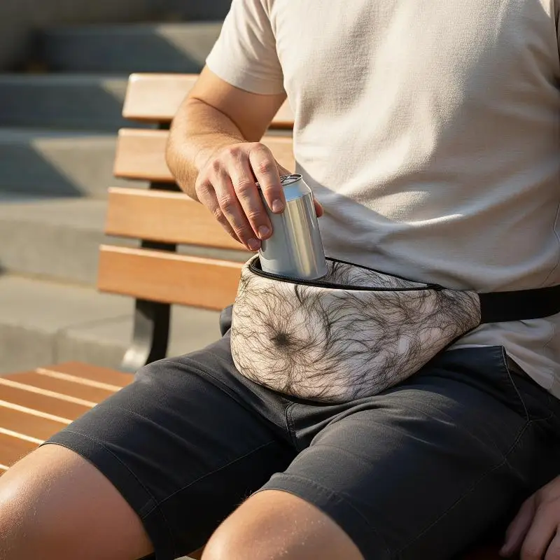 Neuartige Realistische Fake-Bauchtasche Lustige Halloween-Scherzartikel Hüfttasche Große Kapazität Umhängetasche Unisex Papa-Tasche Party-Geschenk – Detail 17