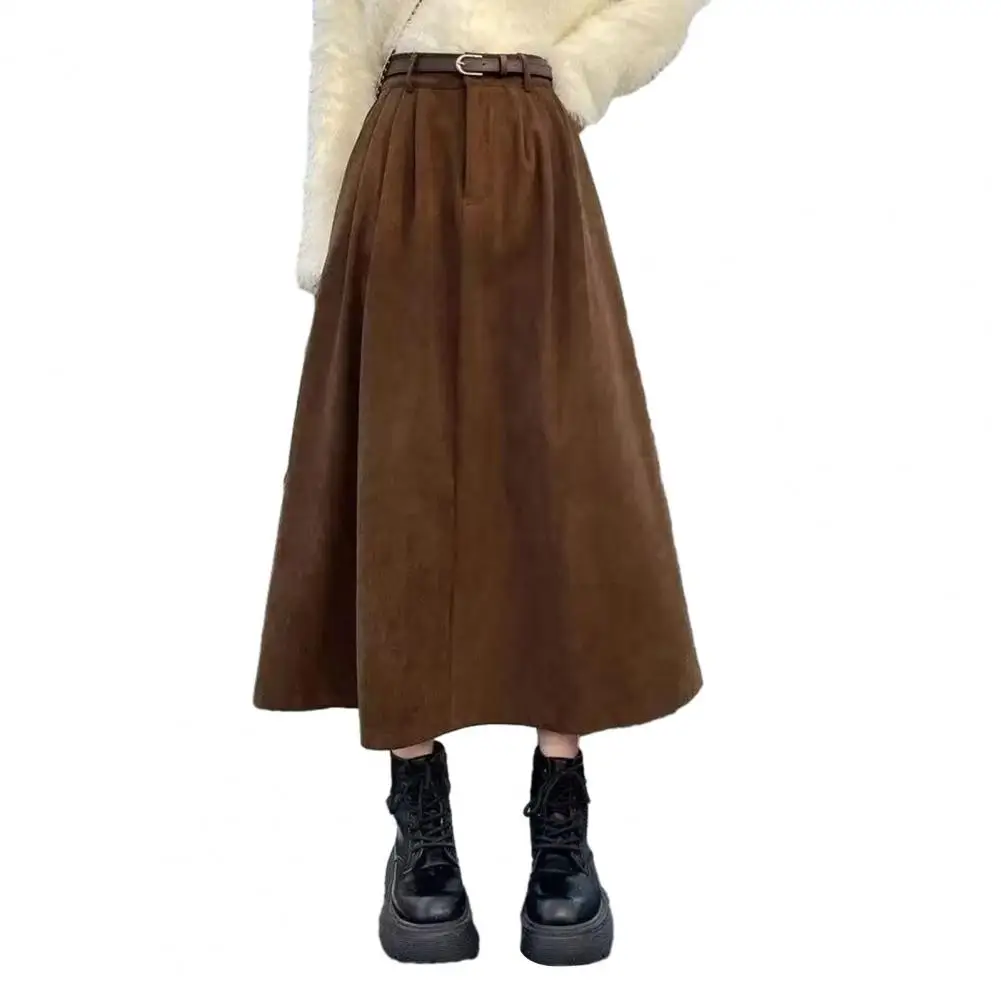 2025年冬 レディース エレガント プリーツスカート ハイウエスト ミディアム丈スカート 女性用 高品質 レディース ミディスカート ブラック