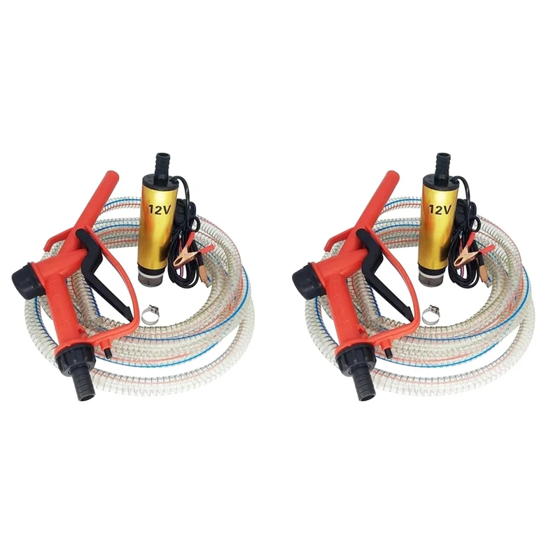 

2X масляный насос постоянного тока 12 В, электрический масляный насос, набор насадок для заправки, электрический погружной масляный насос с трубой 5 м и кабелем 5 м