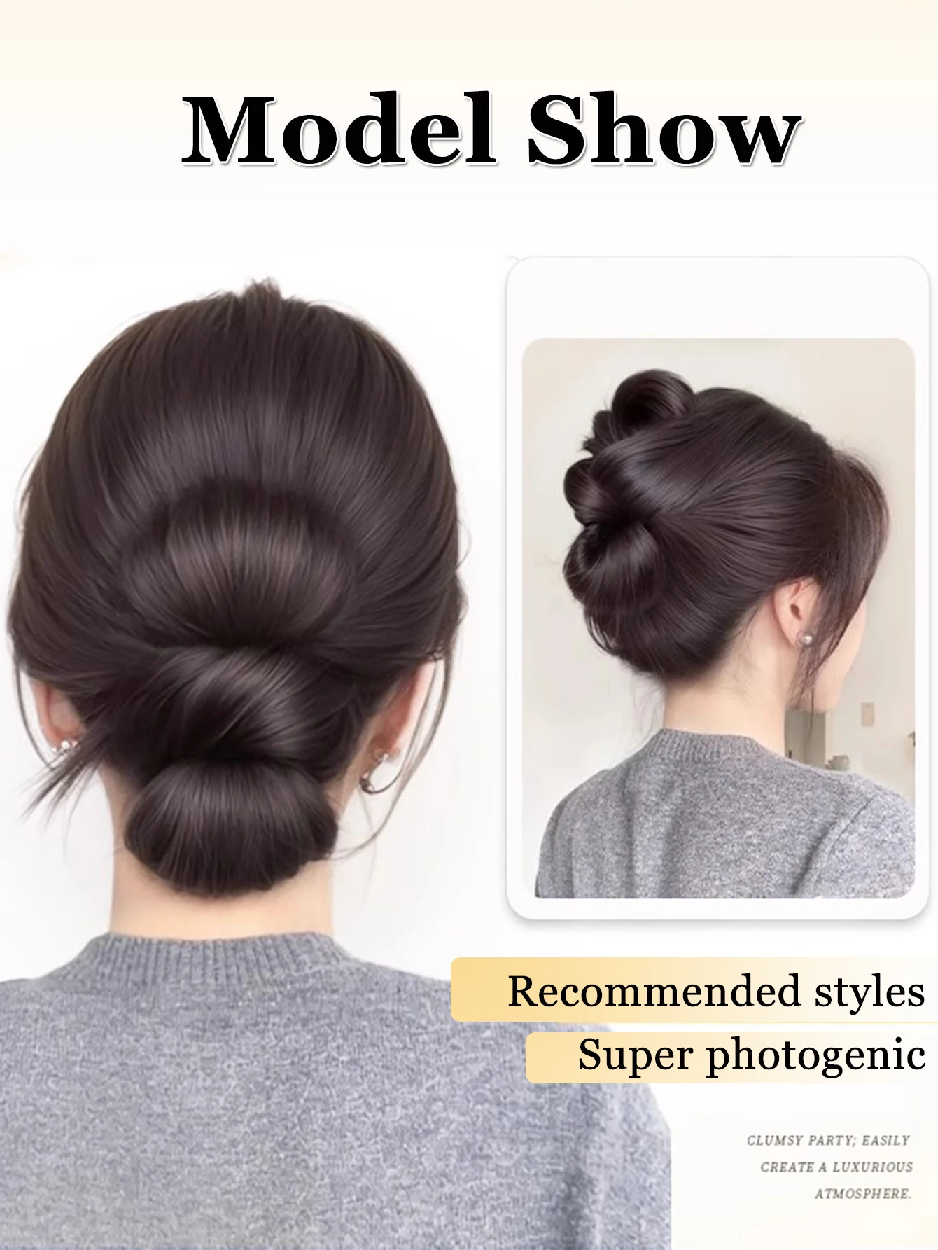 Synthetic Clamp Type Bowknot Hair Bun With Claw Clip Elegant And Natural Shuttlecock Head Ponytail Hair Extensions For Women image 5