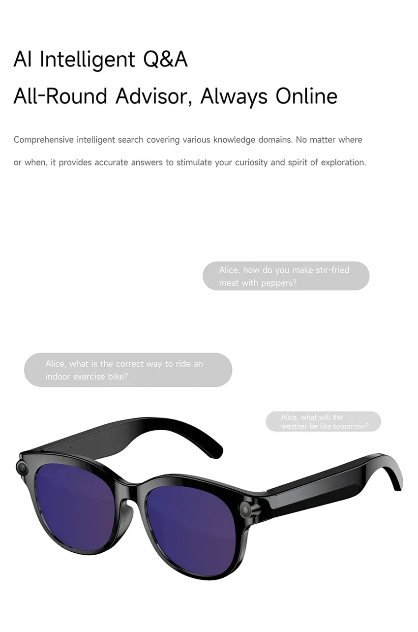 Lenovo ThinkPlus AI Smart-Brille mit Übersetzungsfunktion, Bluetooth, Sprachaufzeichnung, Musikwiedergabe – intelligente Sonnenbrille für Damen und Herren. – Detail 8