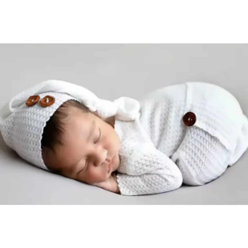 

Комплект детских костюмов ручной работы для фотосессии, вязаная одежда для новорожденных, милый реквизит для фотосессии унисекс, вязаная крючком одежда для фотосессии