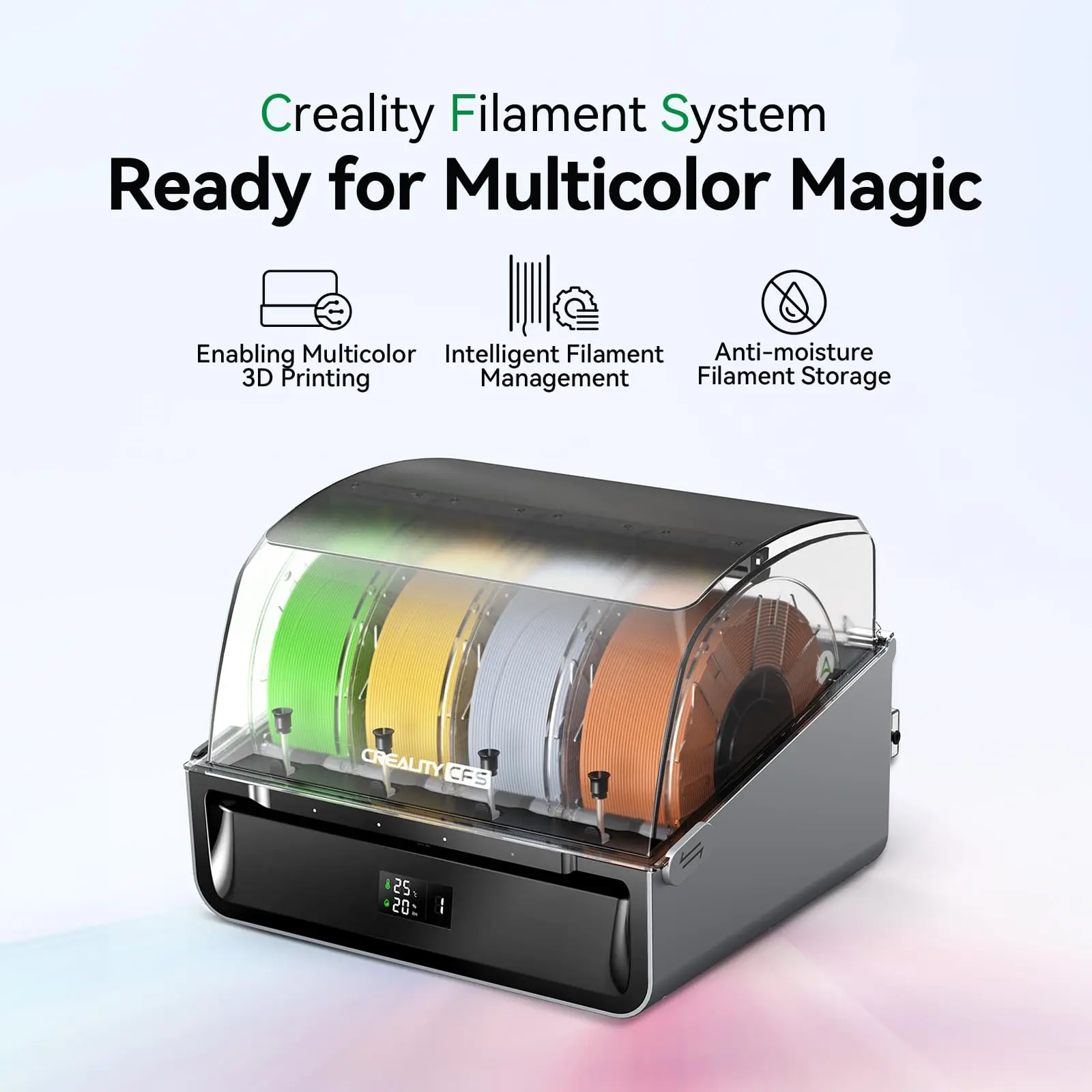 Le cartouche multicolore Creality CFS prend en charge 4 appareils parallèles pour une impression 16 couleurs compatible avec Creality K2 Plus Dry storag