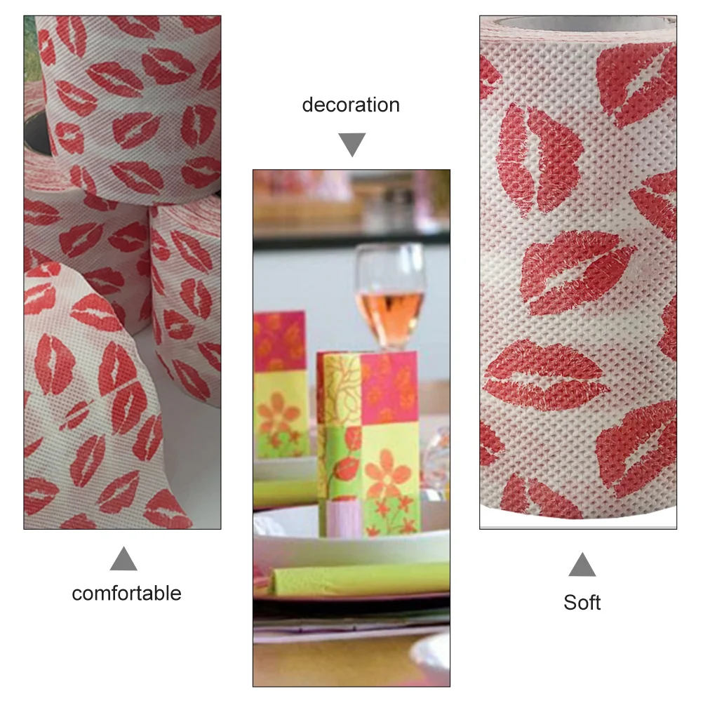 Red Lipstick Printed Roll Decorative Printing Napkin Pattern Web Paper Home Tissue Toilet Christmas Towels