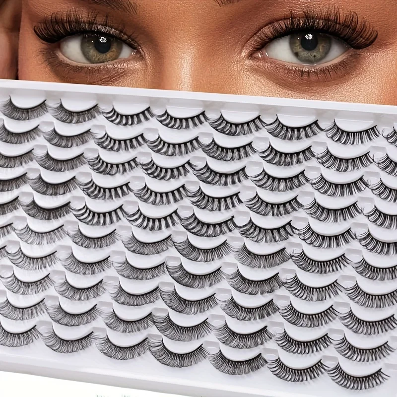 40 pairs of 30 pairs of luxurious mixed style false eyelashes - natural, long, crossed, curly, fluffy, handmade, soft, lightweig