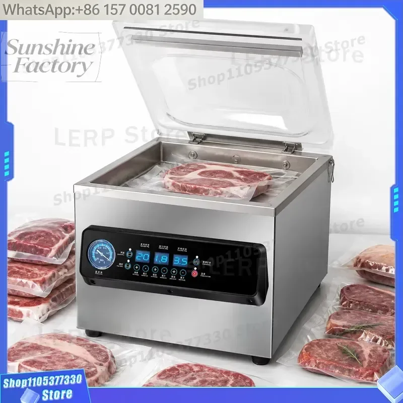 Meat Commercial Vacuum Packing Machine for Beef Steak, Automatic Chamber Sealer for Meat & Poultry Preservation