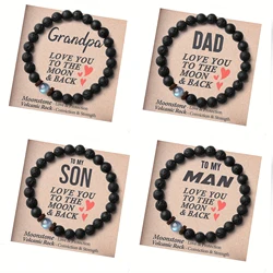 To My Son Bracelet from Mom Bracelet Natural Volcanic Stone Bracelet Lava Stone Bracelet Trendy Jewelry Gift for Dad/Husband/Son
