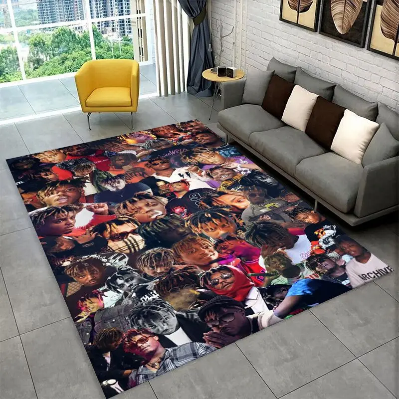 retro Juice WRLD 999 Legend Rapper Star Carpet Rug for Bedroom Living Room Sofa Playroom Doormat Home Decor,Area Rug Non-slip