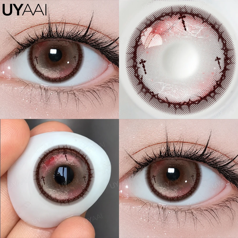 UYAAI Cosplay Kontaktlinse Schönheit Kosmetik Farbige Kontakte Schwarze Linsen Halloween Make-up Cosplay Weiße Linse Kreisblocklinse – Detail 22